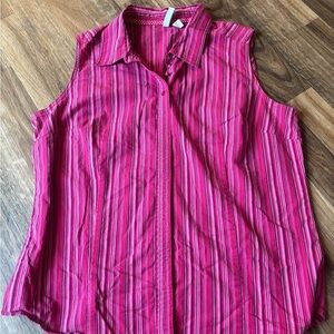 Sleeveless Pink Striped Women's Top